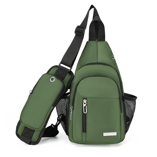 Men Oxford Cloth Chest Bag Casual Crossbody Shoulder Backpack - Green
