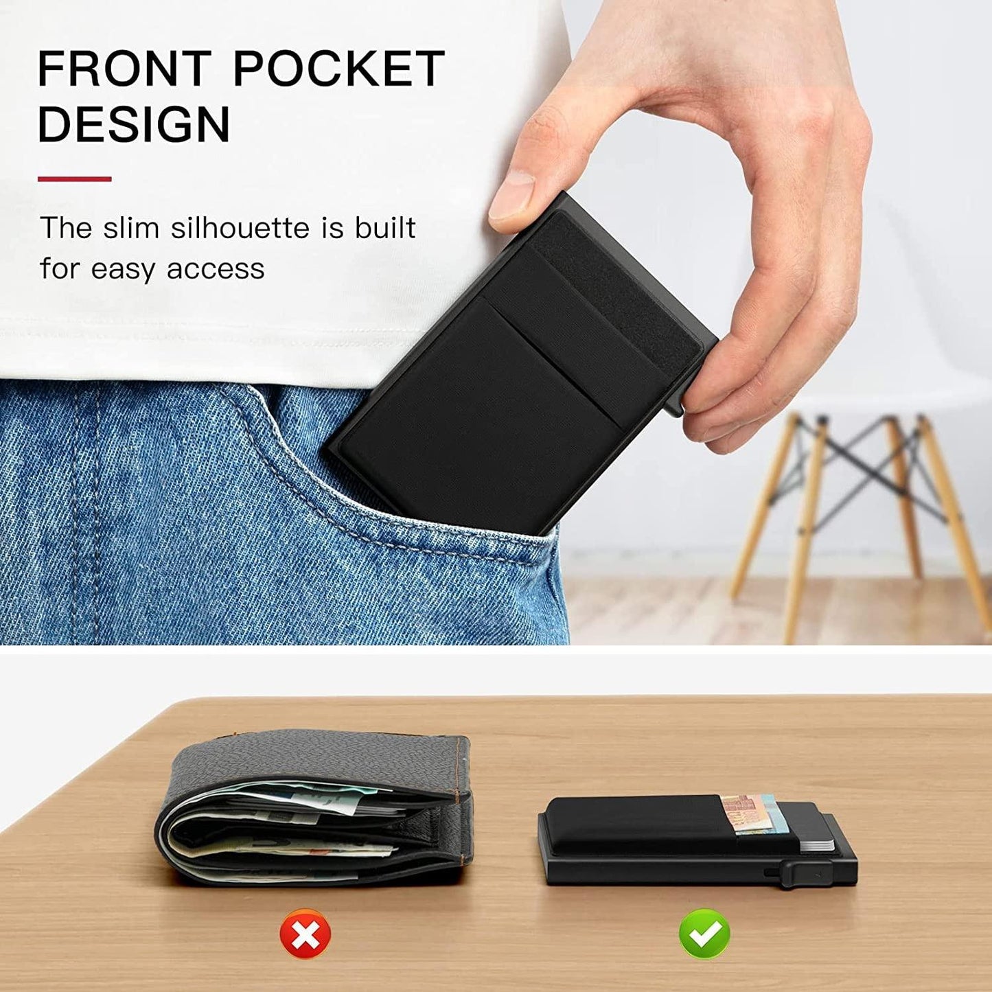 Men Slim Metal Rfid Blocking Wallet - Silver