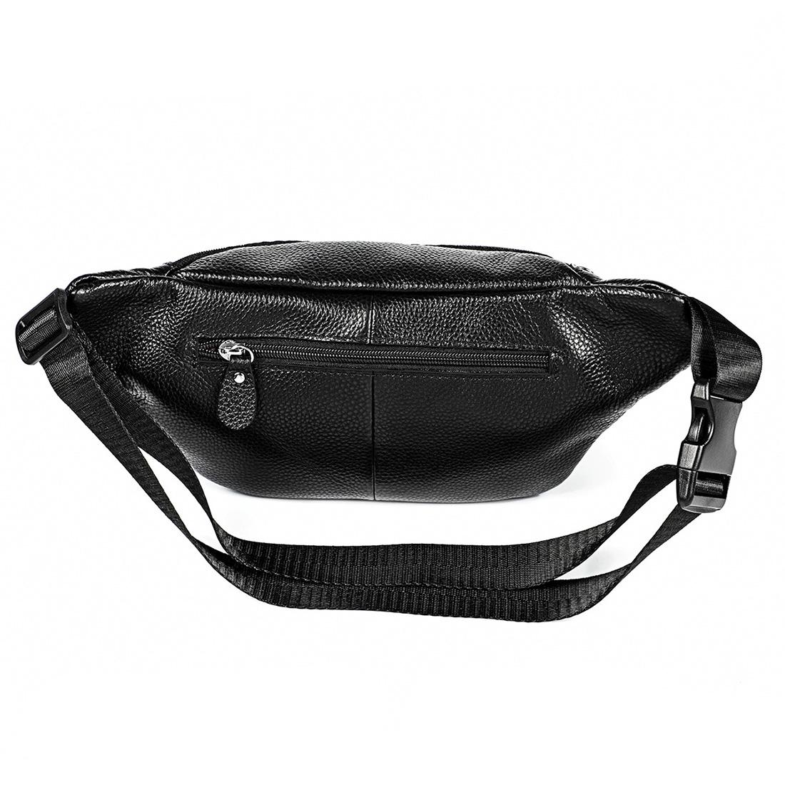 Outdoor Leather Shoulder Bag For Sports & Phone - Black