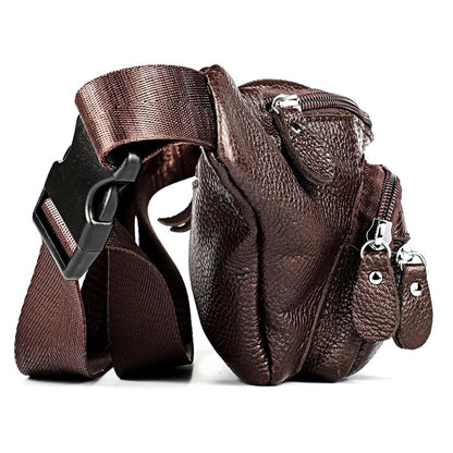 Outdoor Leather Shoulder Bag For Sports & Phone - Black