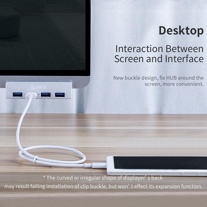 Aluminum 4-Port Usb3.0 Clip Hub Black - Sya00669801B