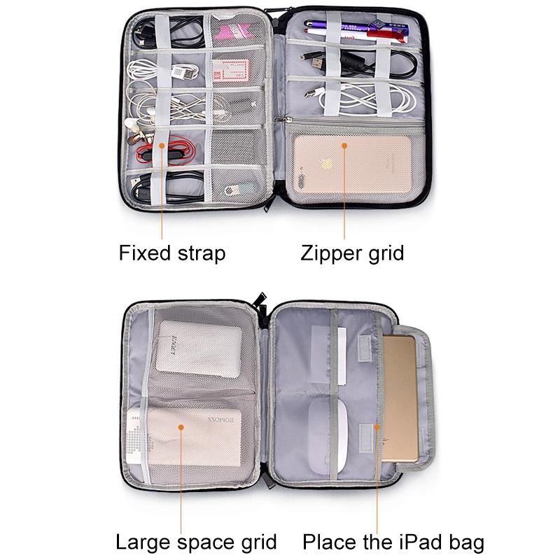 Waterproof Multi-function Storage Bag for Digital Accessories Earphones and Data Cables - Pink