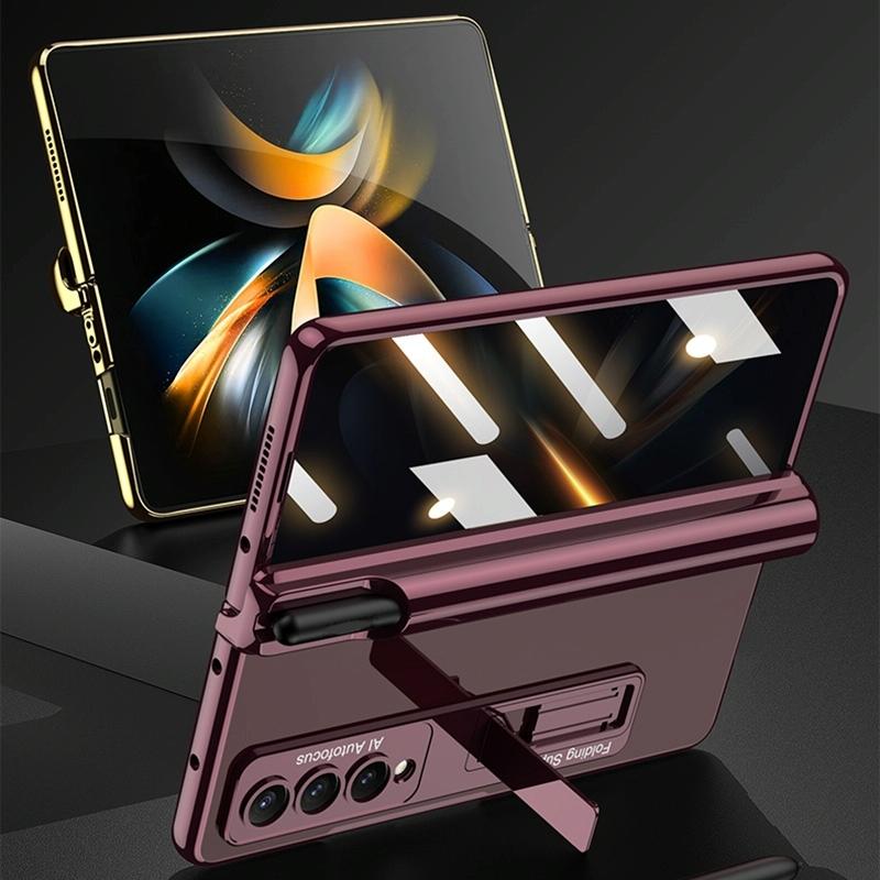 For Samsung Galaxy Z Fold4 5G Magnetic Privacy Case - Foldable - Wine Red