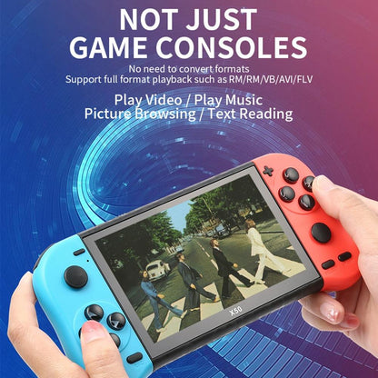 Retro Handheld Game Console With 5.1 Screen 8G Memory 6000+ Games - Red+Blue