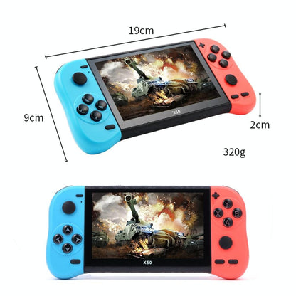 Retro Handheld Game Console With 5.1 Screen 8G Memory 6000+ Games - Red+Blue