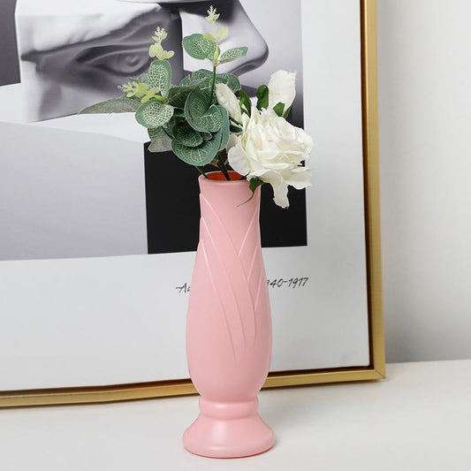 Imitation Porcelain Petal Vase For Drop-Proof Home Decor - Pink