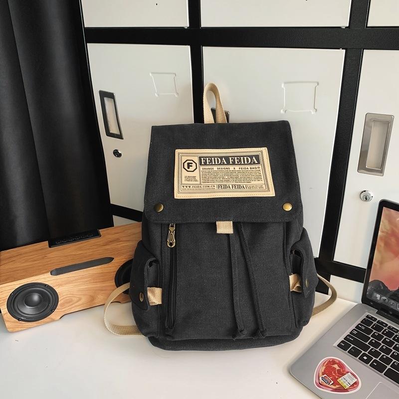 Large Capacity Canvas Backpack For Teens - White