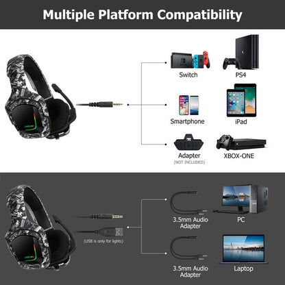 Surround Sound Pc Gaming Headset With Mic & Rgb - Red Gray