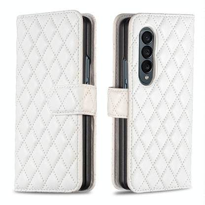 For Samsung Galaxy Z Fold4 5G Diamond Lattice Flip Wallet Case - Purple