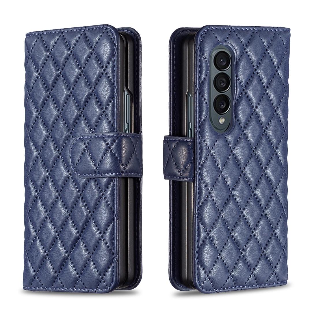For Samsung Galaxy Z Fold4 5G Diamond Lattice Flip Wallet Case - Purple
