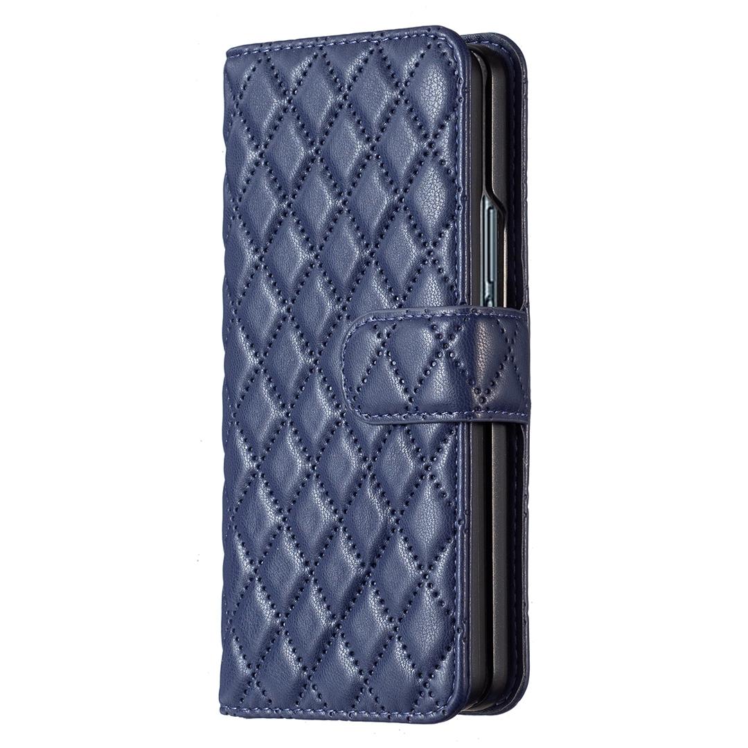 For Samsung Galaxy Z Fold4 5G Diamond Lattice Flip Wallet Case - Purple