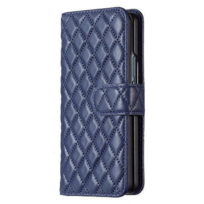 For Samsung Galaxy Z Fold4 5G Diamond Lattice Flip Wallet Case - Purple