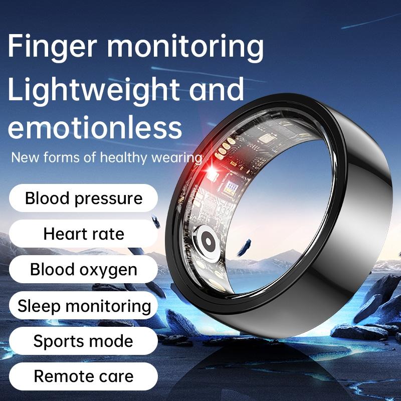 Smart Ring With Heart Rate Blood Oxygen Sleep & Sports Modes - Size 8 - White