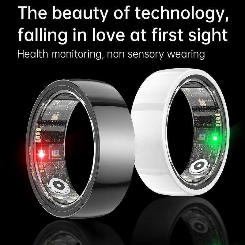 Smart Ring With Heart Rate Blood Oxygen Sleep & Sports Modes - Size 8 - White
