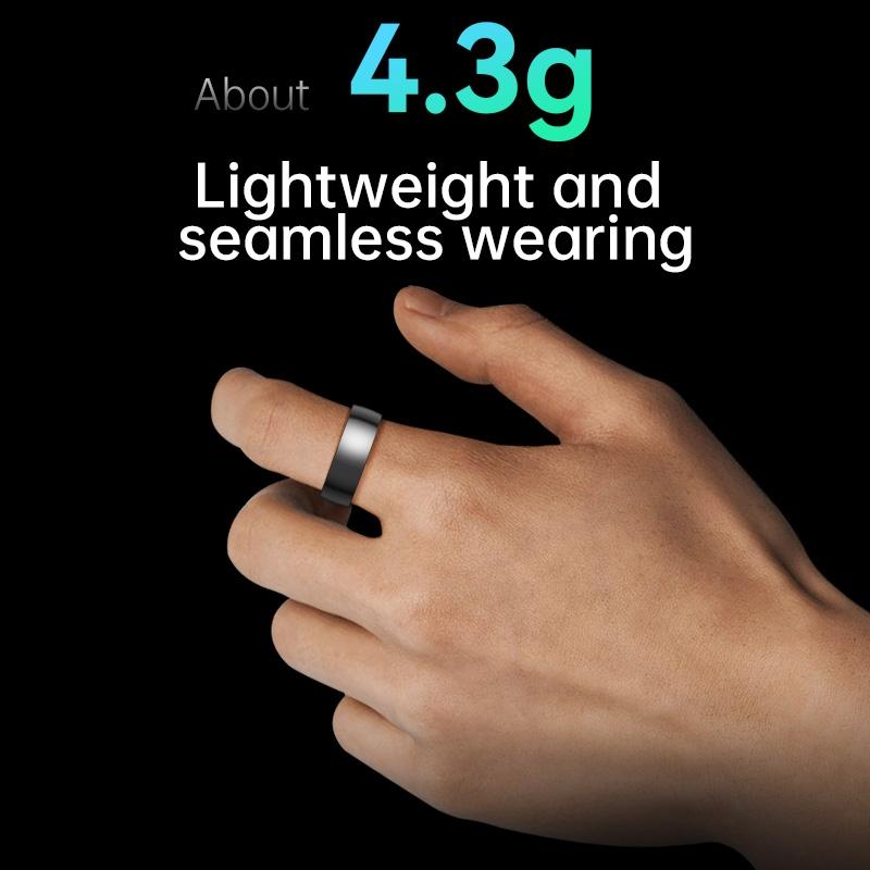 Smart Ring With Heart Rate Blood Oxygen Sleep & Sports Modes - Size 8 - White