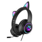 Foldable Led Headset With Mic Usb + 3.5Mm Port - Black