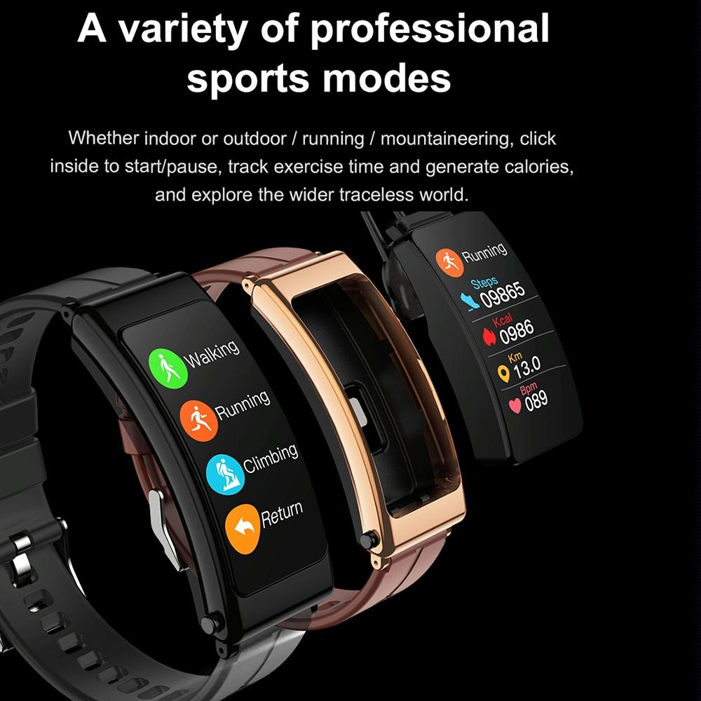 1.14 Inch Steel Band Earphone Detachable Smart Watch Support Bluetooth Call - Gold
