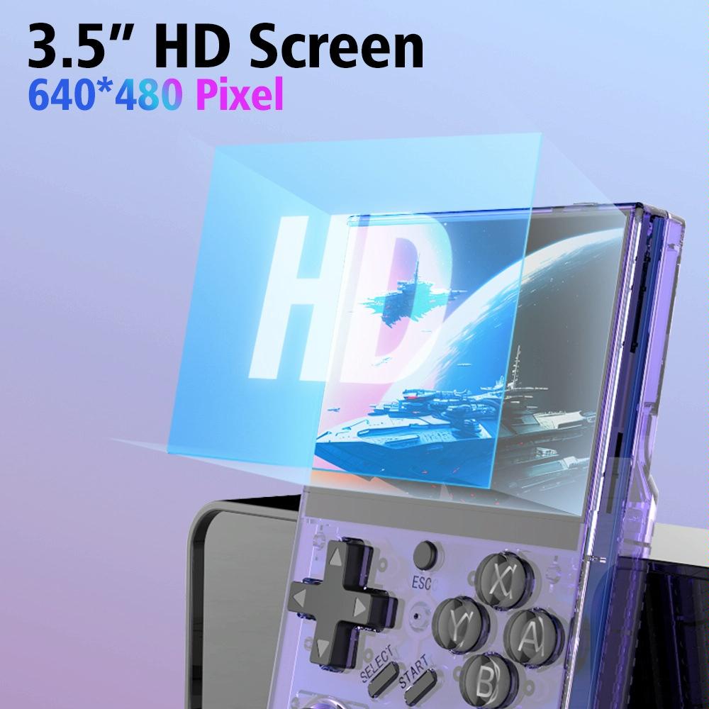 64G Handheld Game Console With 10 000+ Games - 3.5 Inch Transparent Black - Transparent Purple