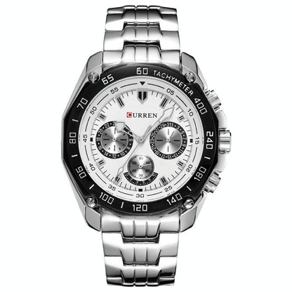 Waterproof Quartz Watch For Men - Casual Business Style - White Shell Black