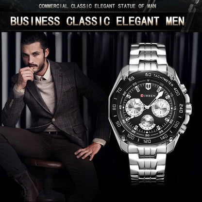 Waterproof Quartz Watch For Men - Casual Business Style - White Shell Black