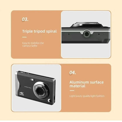 3.0-inch Autofocus 4k Hd Digital Camera with Hd Screen - White