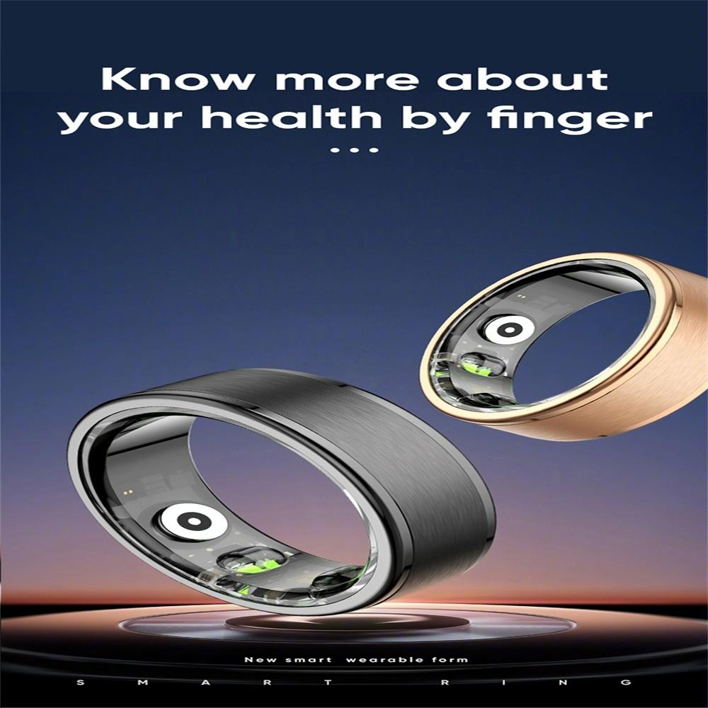 Smart Ring With Heart Rate Blood Oxygen Sleep & Sports Modes - Size 7 - Gold