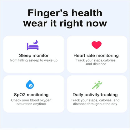Smart Ring With Heart Rate Blood Oxygen Sleep & Sports Modes - Size 7 - Gold