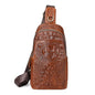 Leather Men Crossbody Bag - Light Brown
