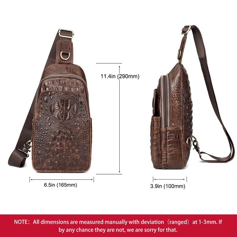 Leather Men Crossbody Bag - Light Brown