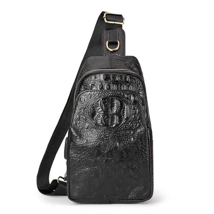 Leather Men Crossbody Bag - Light Brown