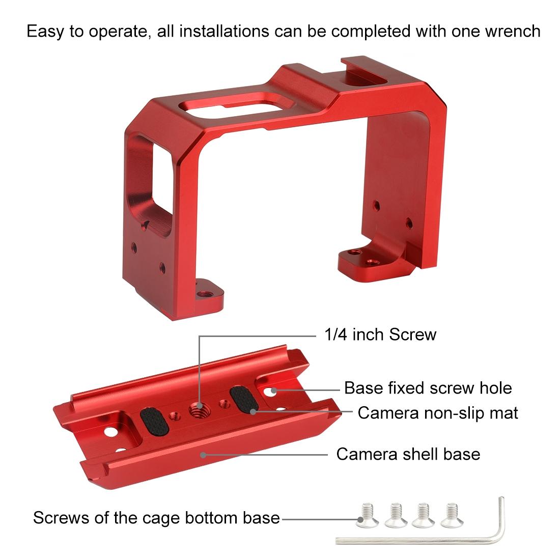 Aluminum Frame Cage for Insta360 one r with Cold Shoe and Tripod Base - Black
