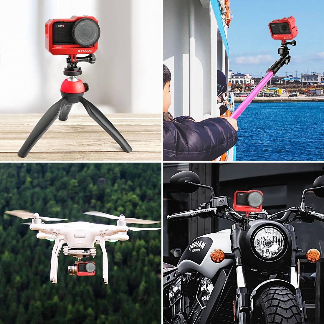 Aluminum Frame Cage for Insta360 one r with Cold Shoe and Tripod Base - Black