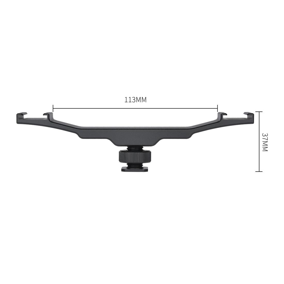 Aluminum Dual Hot / Cold Shoe Mount Adapter Bracket - Black