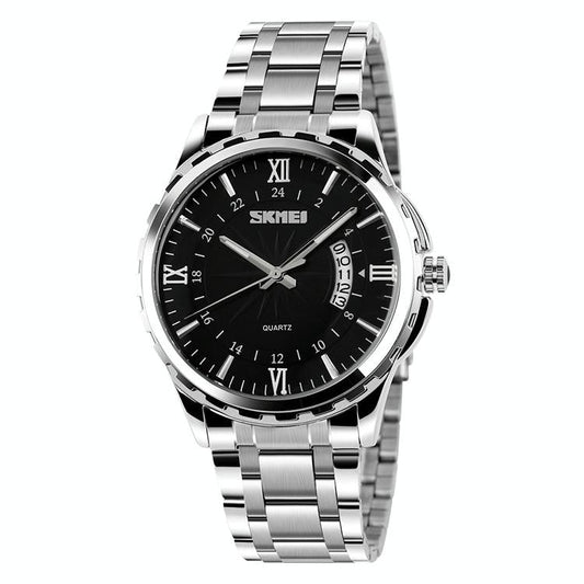 Waterproof Silver Shell Quartz Watch - Multifunctional Outdoor Fashion - Black