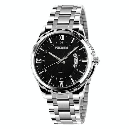 Waterproof Silver Shell Quartz Watch - Multifunctional Outdoor Fashion - Black