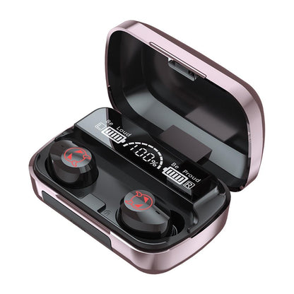 Intelligent Noise Reduction Bluetooth Earphones with Touch Control and Battery Display - Black