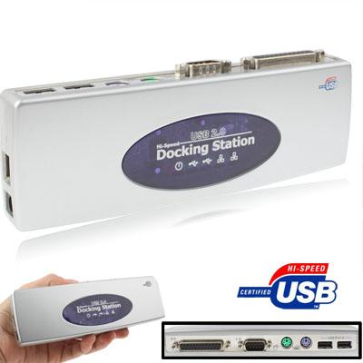 8-Port Usb 2.0 Docking Station With Multiple Ports Black - Black