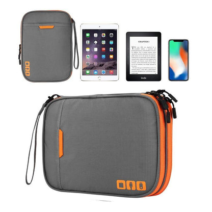 Portable Multi-functional Headphone Charger and Data Cable Storage Bag with Power Pack - 24 x 12 x 5cm - Black