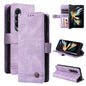 Metal Button Leather Case for Samsung Galaxy z Fold 4 / 5g - Tree Design - Purple