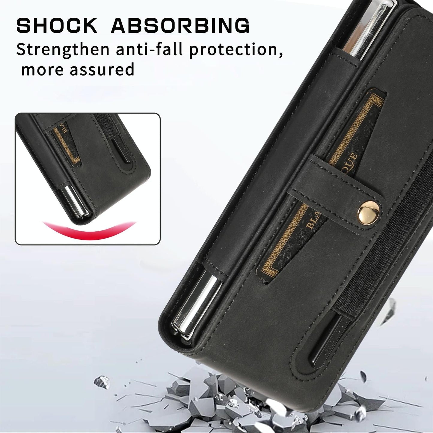 Leather Folding Phone Case for Samsung Galaxy z Fold 4 - Brown
