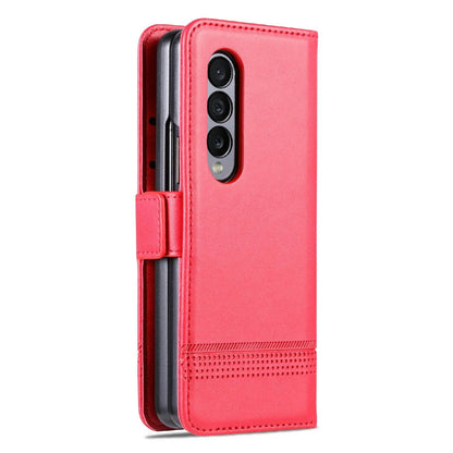 For Samsung Galaxy Z Fold4 5G Leather Magnetic Phone Case - Calf Texture - Black