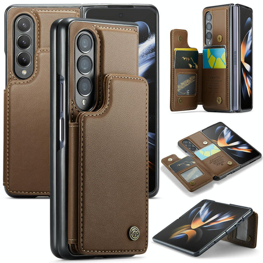 Leather Rfid Phone Case for Samsung Galaxy z Fold 4 5g - Brown