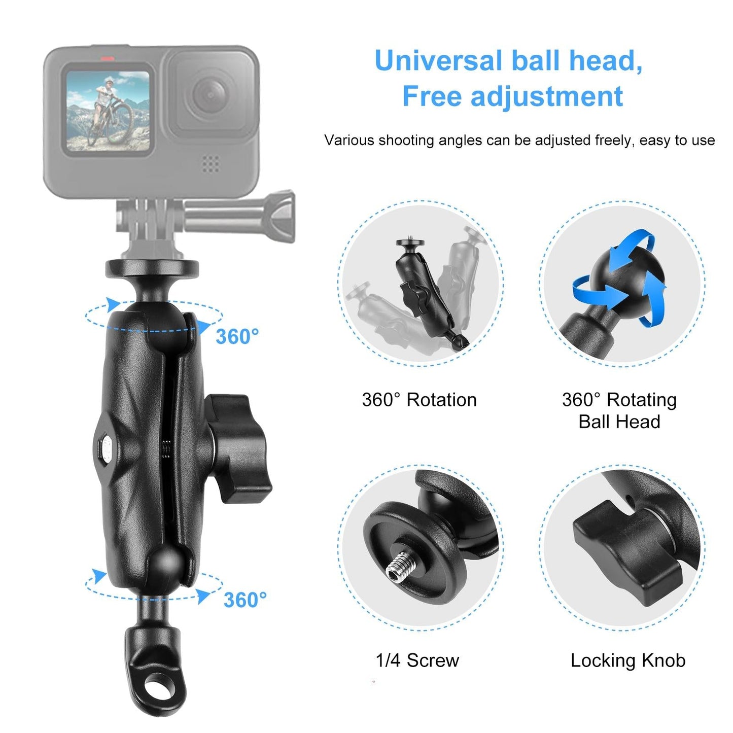 Universal Motorcycle Camera Mount For Gopro And Action Cams