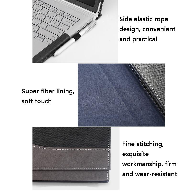 13.5 Inch Protective Sleeve for Microsoft Surface Book 2 in Pu Leather - Gentleman Gray