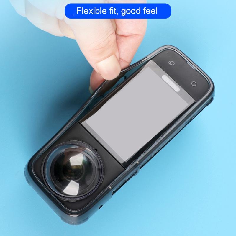 Clear Soft Tpu Protective Case for Insta360 X4 - 1.5mm Thickness - Clear Black - With Hand Strap