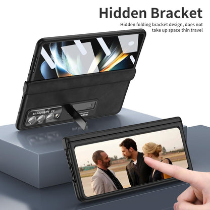 For Samsung Galaxy Z Fold4 5G Napa Texture All-In-One Phone Case - Black