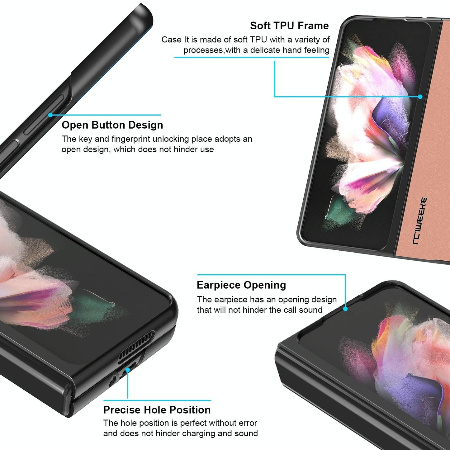 Leather Shockproof Case for Samsung Galaxy z Fold 4 / 5g - Black