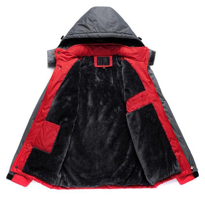 Men Winter Thick Fleece Waterproof Outwear Down Jackets Coats - Size Xxl - Red