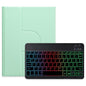 360 Degree Rotatable Bluetooth Keyboard Leather Case With Three-Colour Backlight - Mist Blue - For Ipad Air 2022 / Ipad Pro 11 2021