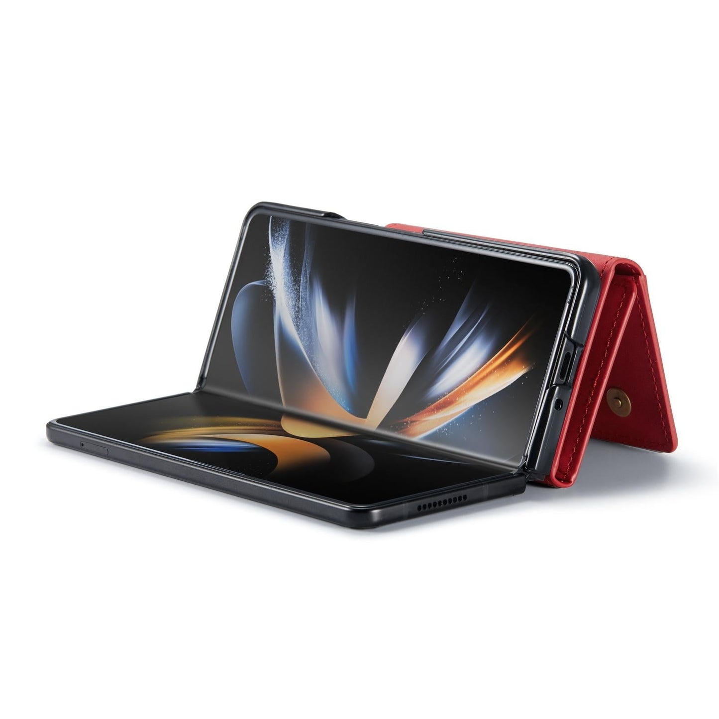 For Samsung Galaxy Z Fold4 5G Wallet Case - 3 Fold Multi Card Holder - Red